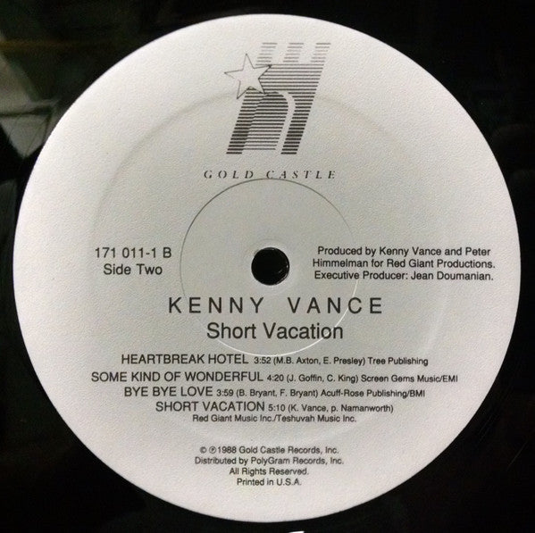 Kenny Vance - Short Vacation (Vinyl, LP, Album) Very Good Plus (VG+) / Very Good (VG)