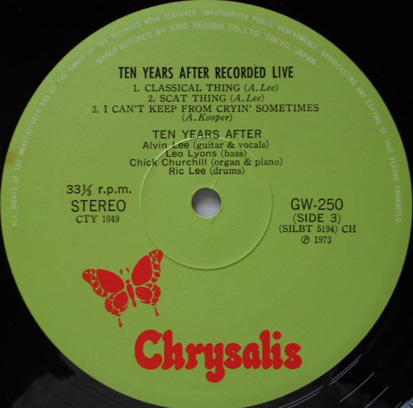 Ten Years After - Recorded Live (2xVinyl, LP, Album) Very Good Plus (VG+) / Very Good Plus (VG+)