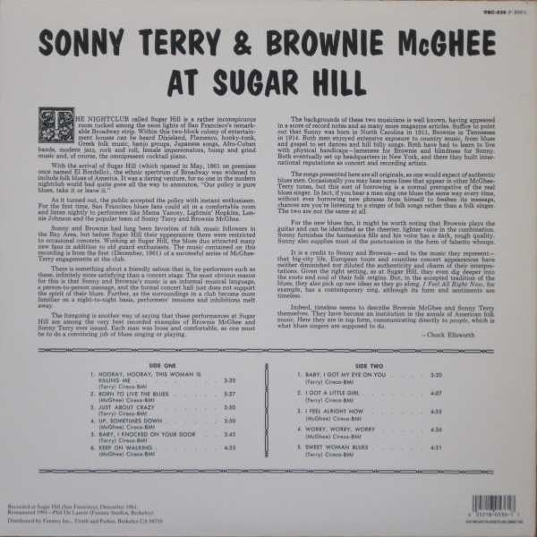 Sonny Terry & Brownie McGhee - At Sugar Hill (Vinyl, LP, Album, Reissue, Remastered) Very Good Plus (VG+) / Very Good Plus (VG+)