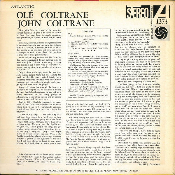John Coltrane - Olé Coltrane (Vinyl, LP, Album, Reissue, Stereo) Very Good Plus (VG+) / Very Good Plus (VG+)