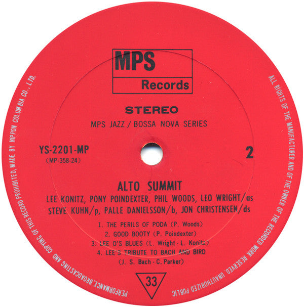 Lee Konitz - Alto Summit (Vinyl, LP, Album, Stereo) Very Good Plus (VG+) / Very Good (VG)