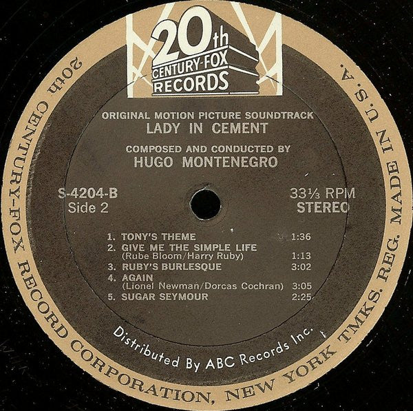 Hugo Montenegro - Lady In Cement (Original Motion Picture Soundtrack Album) (Vinyl, LP, Album, Stereo) Very Good Plus (VG+) / Good (G)