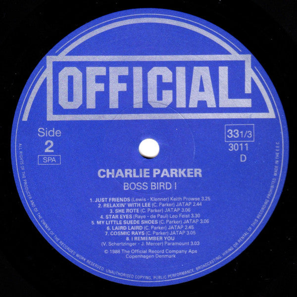 Charlie Parker - Boss Bird! (2xVinyl, LP, Compilation) Very Good (VG) / Very Good (VG)