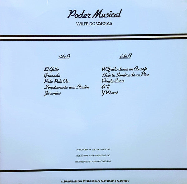 Wilfrido Vargas Y Sus Beduinos - Poder Musical (Vinyl, LP, Album) Very Good (VG) / Very Good (VG)