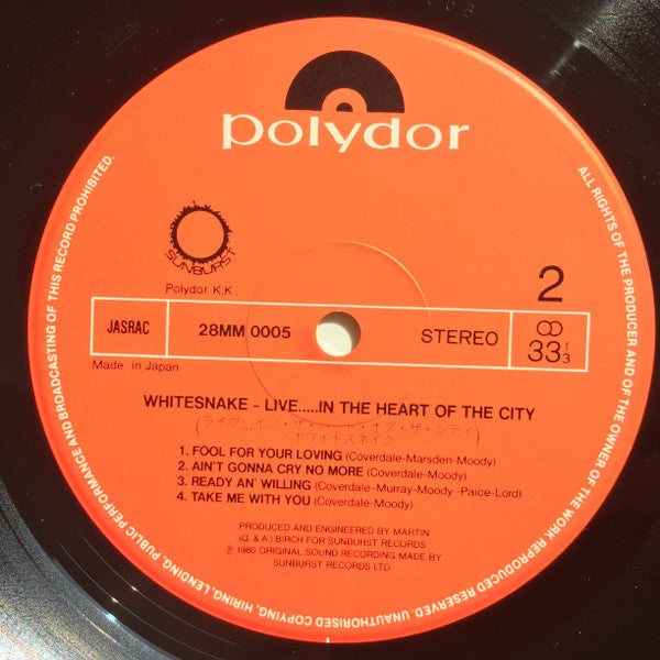 Whitesnake - Live... In The Heart Of The City (Vinyl, LP, Album, St...