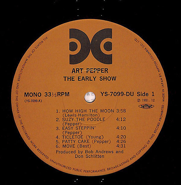 Art Pepper - The Early Show (Vinyl, LP, Album, Mono) Very Good Plus (VG+) / Very Good (VG)