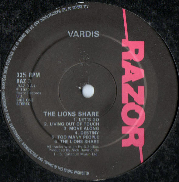 Vardis - The Lions Share (Vinyl, LP, Compilation, Stereo) Very Good Plus (VG+) / Very Good Plus (VG+)
