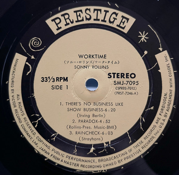 Sonny Rollins - Worktime = ワーク・タイム (Vinyl, LP, Album, Stereo, Reissue) Very Good (VG) / Very Good (VG)