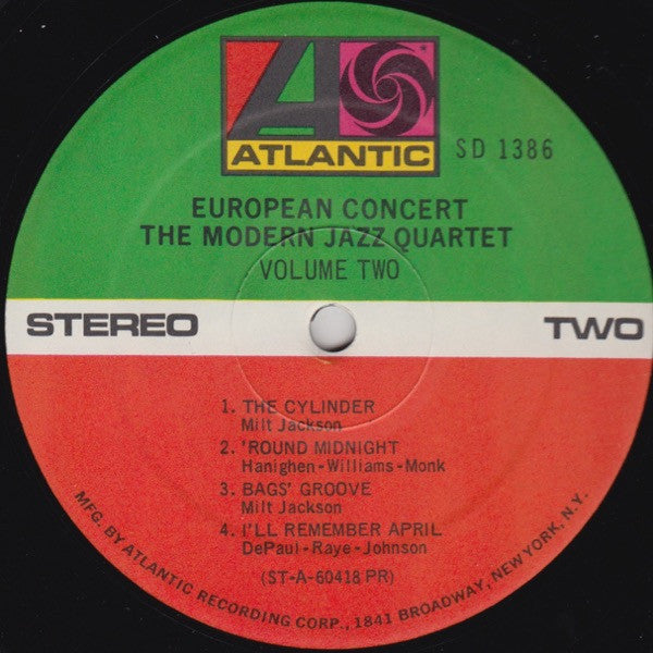 The Modern Jazz Quartet - European Concert Volume Two (Vinyl, LP, Album, Reissue) Very Good Plus (VG+) / Very Good Plus (VG+)