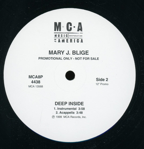Mary J. Blige - Deep Inside (Vinyl, 12", 33 ⅓ RPM, Single, Promo) Very Good Plus (VG+) / Very Good Plus (VG+)
