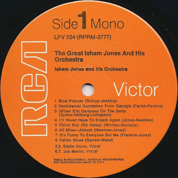 Isham Jones Orchestra - The Great Isham Jones And His Orchestra (Vinyl, LP, Compilation, Reissue, Mono) Very Good (VG) / Very Good (VG)