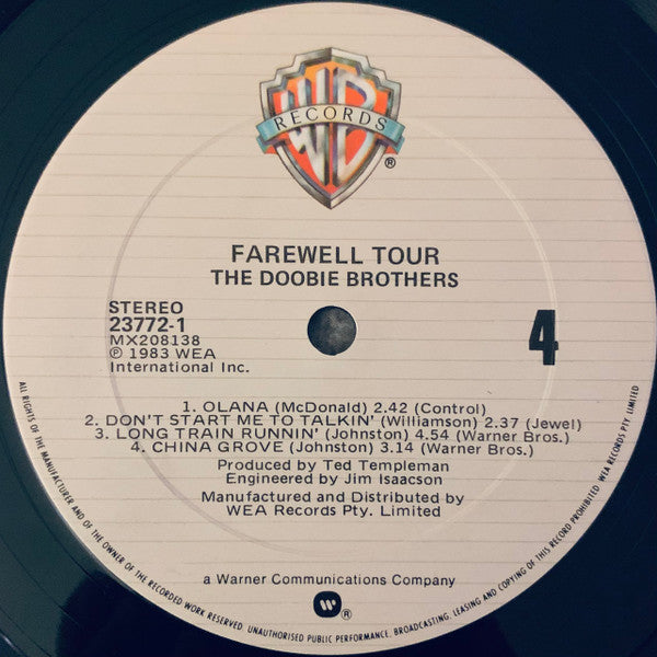 The Doobie Brothers - Farewell Tour (2xVinyl, LP, Album) Very Good (VG) / Very Good Plus (VG+)