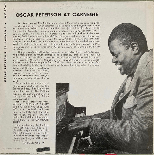 Oscar Peterson - Oscar Peterson At Carnegie (Vinyl, LP, Album, Reis...