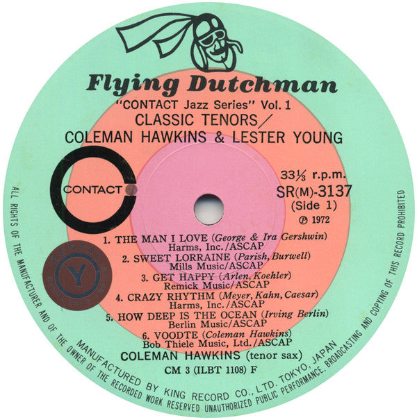 Coleman Hawkins - Classic Tenors (Vinyl, LP, Compilation, Reissue, Mono) Very Good Plus (VG+) / Very Good Plus (VG+)