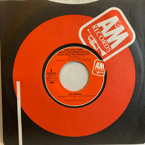 Joe Jackson - You Can't Get What You Want (Till You Know What You Want) (Vinyl, 7", 45 RPM, Single, Stereo) Near Mint (NM or M-) / Very Good Plus (VG+)