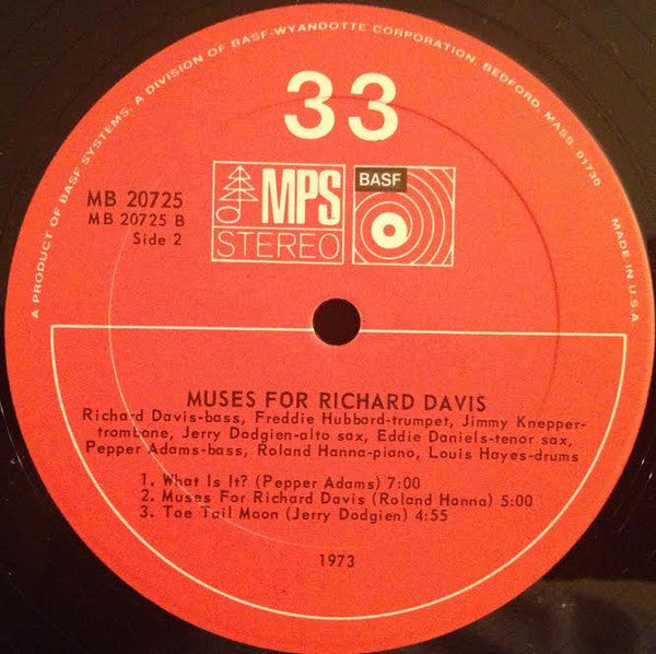 Richard Davis (2) - Muses For Richard Davis (Vinyl, LP, Album, Reissue, Stereo) Very Good Plus (VG+) / Good (G)