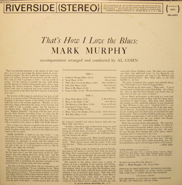 Mark Murphy - That's How I Love The Blues (Vinyl, LP, Album, Reissue, Stereo) Very Good Plus (VG+) / Very Good Plus (VG+)