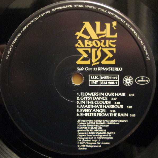 All About Eve - All About Eve (Vinyl, LP, Album) Near Mint (NM or M-) / Very Good Plus (VG+)
