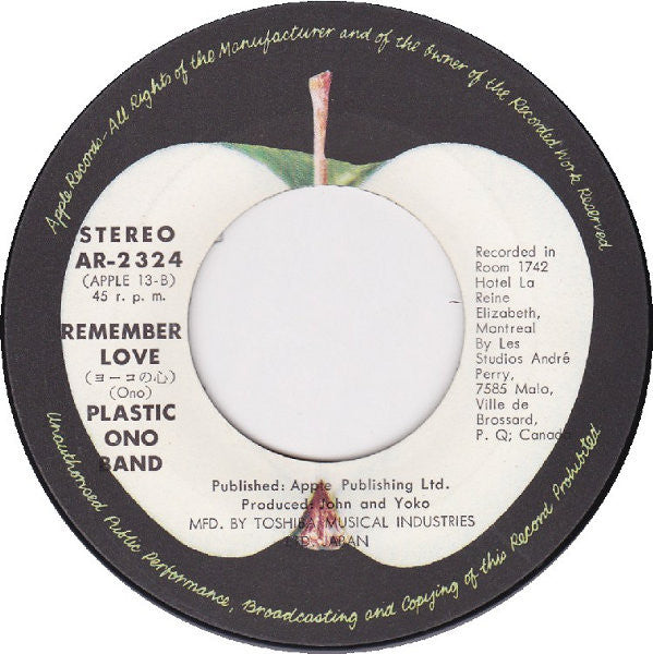 The Plastic Ono Band - Give Peace A Chance / Remember Love (Vinyl, 7", 45 RPM, Single, Stereo) Very Good Plus (VG+) / Very Good (VG)