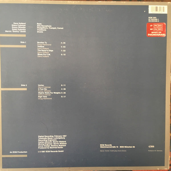 Dave Holland Quintet - The Razor's Edge (Vinyl, LP, Album) Very Good Plus (VG+) / Very Good Plus (VG+)