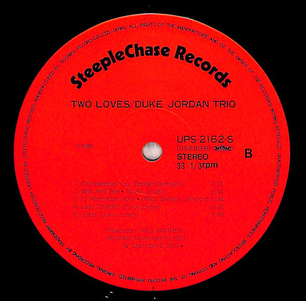 Duke Jordan Trio - Two Loves (Vinyl, LP, Album, Reissue)