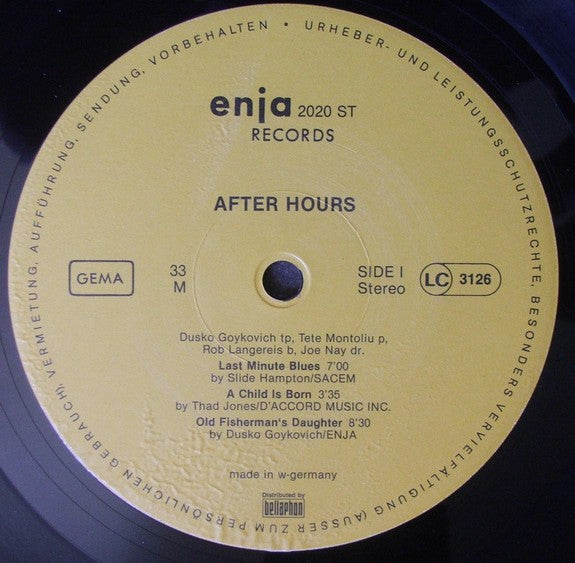 Dusko Goykovich - After Hours (Vinyl, LP, Album, Reissue) Very Good (VG) / Very Good Plus (VG+)