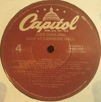 Judy Garland - Judy At Carnegie Hall - Judy In Person (2xVinyl, LP, Album, Reissue, Stereo) Very Good Plus (VG+) / Very Good (VG)