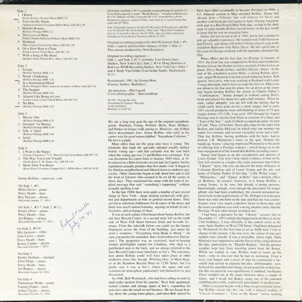 Sonny Rollins - Vintage Sessions (2xVinyl, LP, Compilation) Very Good (VG) / Very Good (VG)
