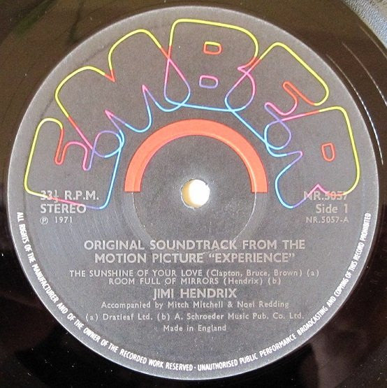 Jimi Hendrix - Original Sound Track 'Experience' (Vinyl, LP, Album) Very Good (VG) / Poor (P)
