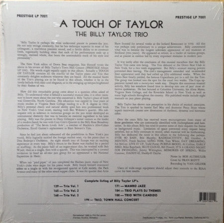 Billy Taylor Trio - A Touch Of Taylor (Vinyl, LP, Album, Reissue, R...