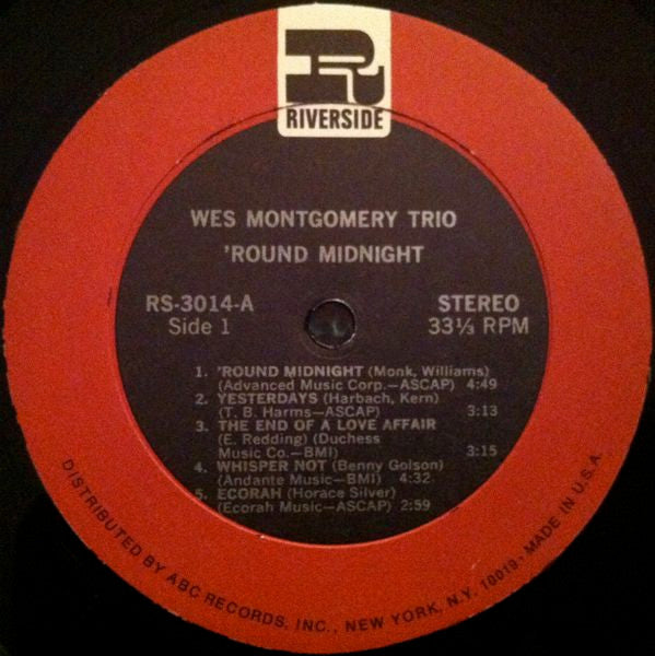 The Wes Montgomery Trio - 'Round Midnight (Vinyl, LP, Album, Reissue, Remastered, Stereo) Good Plus (G+) / Good Plus (G+)