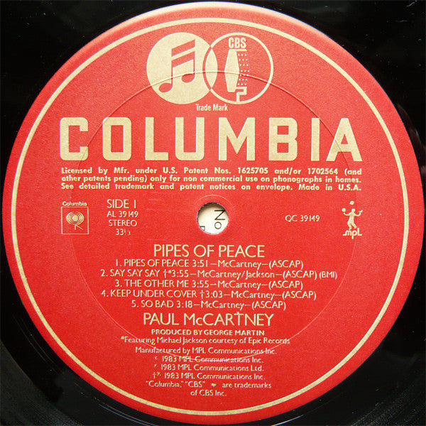 Paul McCartney - Pipes Of Peace (Vinyl, LP, Album, Stereo)