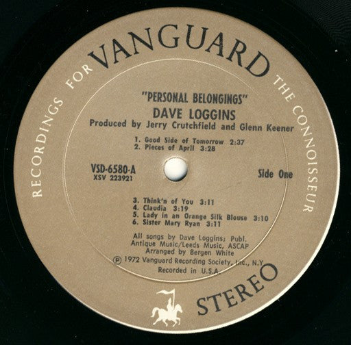 Dave Loggins - Personal Belongings (Vinyl, LP, Album) Very Good (VG) / Very Good Plus (VG+)