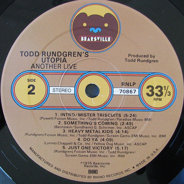 Utopia (5) - Another Live (Vinyl, LP, Album, Reissue, Remastered, Stereo) Very Good Plus (VG+) / Very Good Plus (VG+)