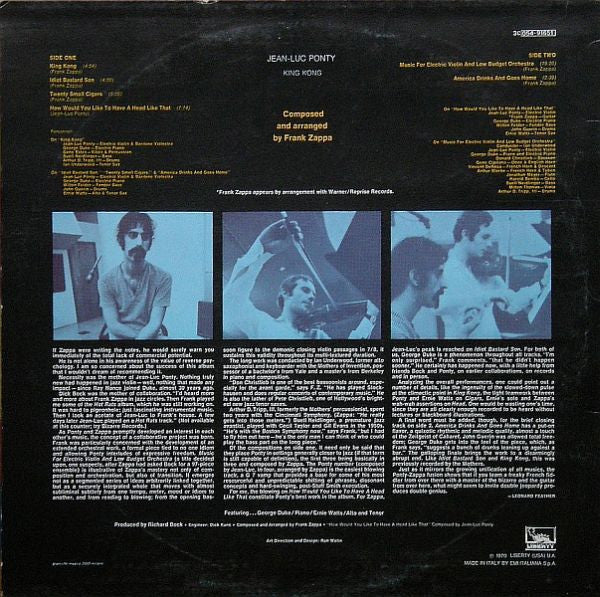 Jean-Luc Ponty - King Kong: Jean-Luc Ponty Plays The Music Of Frank Zappa (Vinyl, LP, Album, Reissue) Near Mint (NM or M-) / Very Good (VG)