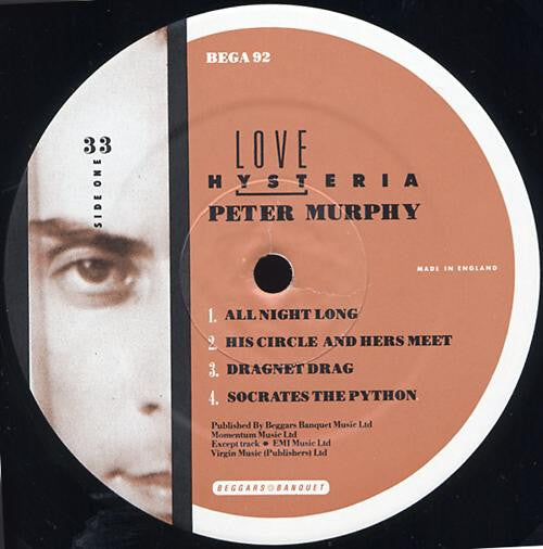 Peter Murphy - Love Hysteria (Vinyl, LP, Album) Good Plus (G+) / Very Good Plus (VG+)