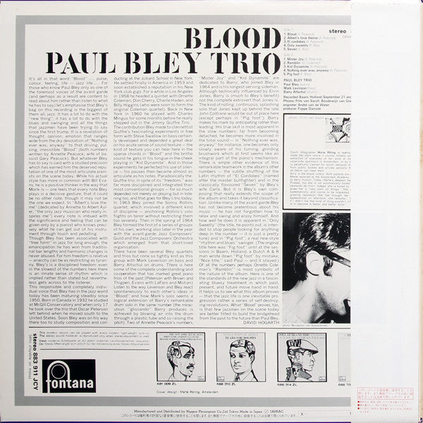Paul Bley Trio - Blood (Vinyl, LP, Album, Limited Edition, Reissue)
