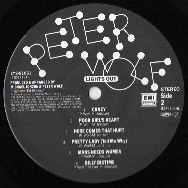 Peter Wolf - Lights Out (Vinyl, LP, Album) Very Good Plus (VG+) / Very Good Plus (VG+)