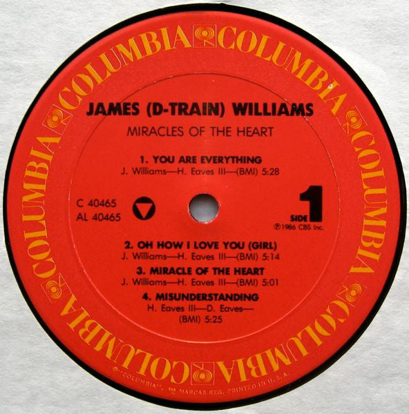 James "D-Train" Williams - Miracles Of The Heart (Vinyl, LP, Album) Very Good Plus (VG+) / Very Good (VG)