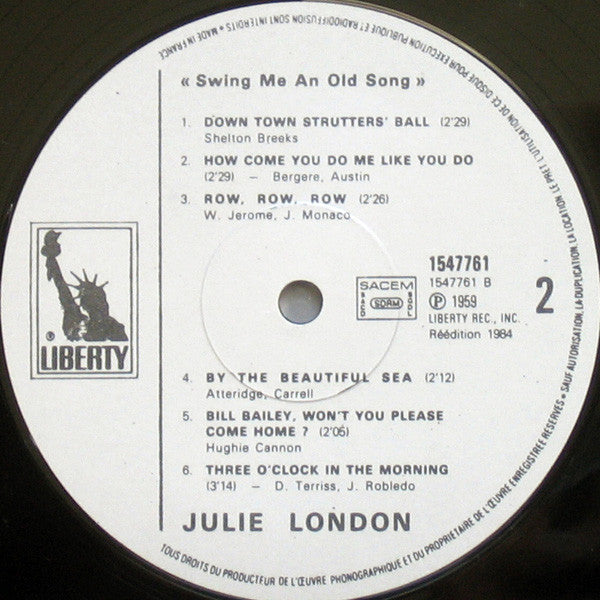 Julie London - Swing Me An Old Song (Vinyl, LP, Album, Reissue) Near Mint (NM or M-) / Very Good (VG)