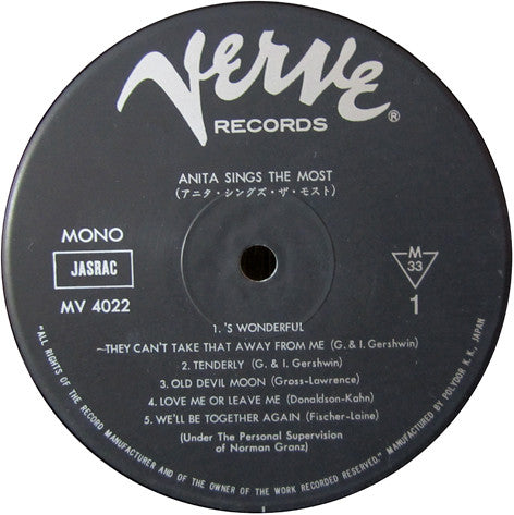 Anita O'Day - Anita Sings The Most (Vinyl, LP, Album, Mono, Reissue)