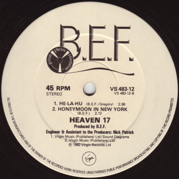 Heaven 17 - At The Height Of The Fighting (He-La-Hu!) (Vinyl, 12", 45 RPM, Single, Stereo) Very Good Plus (VG+) / Very Good Plus (VG+)