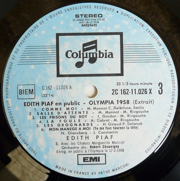 Edith Piaf - En Public (3xVinyl, LP, Compilation, Stereo) Very Good Plus (VG+) / Very Good (VG)