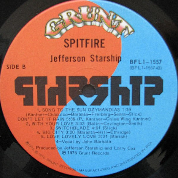Jefferson Starship - Spitfire (Vinyl, LP, Album) Very Good Plus (VG+) / Very Good Plus (VG+)