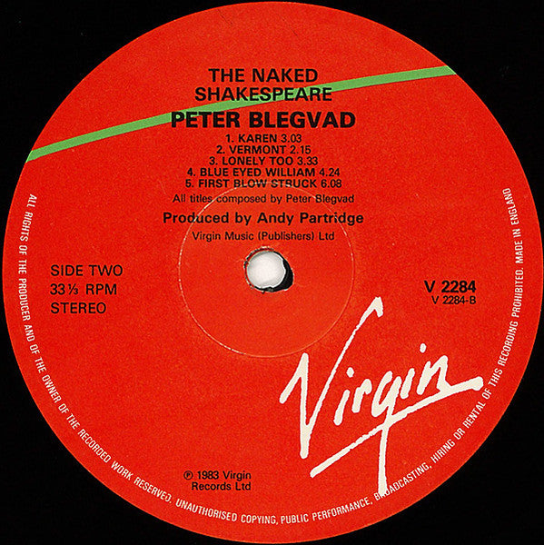 Peter Blegvad - The Naked Shakespeare (Vinyl, LP, Album, Stereo) Very Good Plus (VG+) / Very Good Plus (VG+)