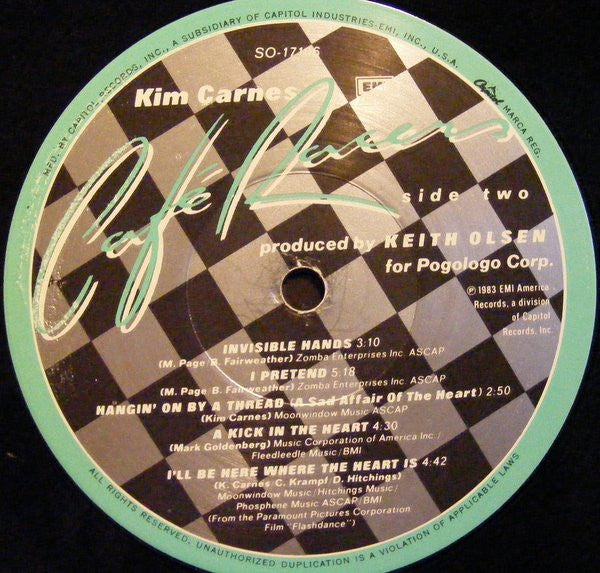 Kim Carnes - Café Racers (Vinyl, LP, Album) Very Good (VG) / Very Good (VG)