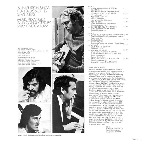 Ann Burton - Ann Burton Sings For Lovers And Other Strangers (Vinyl, LP, Stereo) Very Good Plus (VG+) / Very Good (VG)