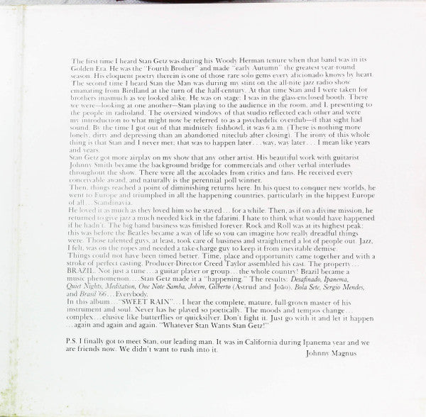 Stan Getz - Sweet Rain (Vinyl, LP, Album, Reissue)