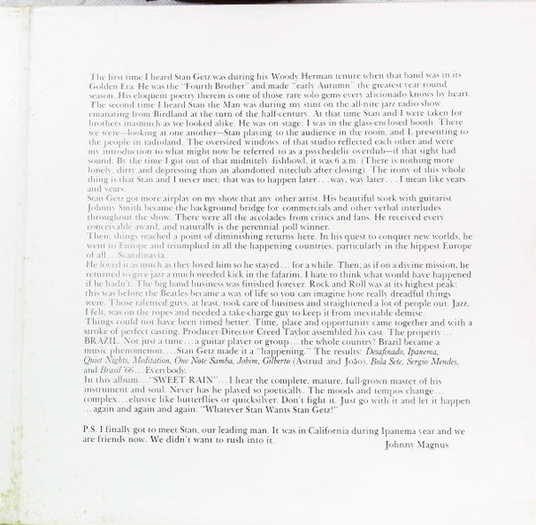 Stan Getz - Sweet Rain (Vinyl, LP, Album, Reissue) Very Good (VG) / Very Good (VG)