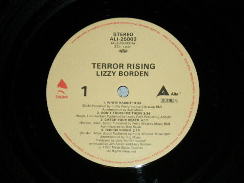 Lizzy Borden - Terror Rising (Vinyl, LP, Album, Promo) Very Good Plus (VG+) / Very Good (VG)